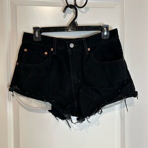 Levi's Black Jean Shorts Distressed High-Waisted